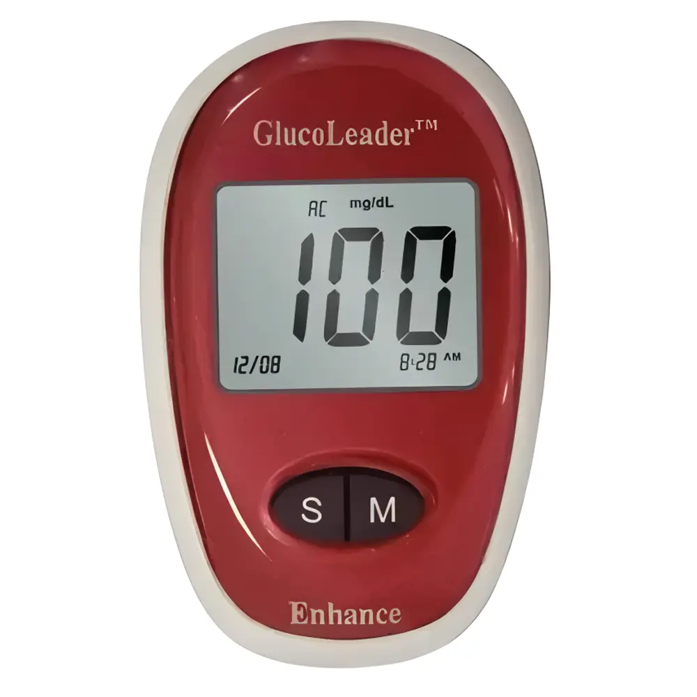 GlucoLeader Enhance Self-Monitoring Blood Glucose System – Color: Red – View 1