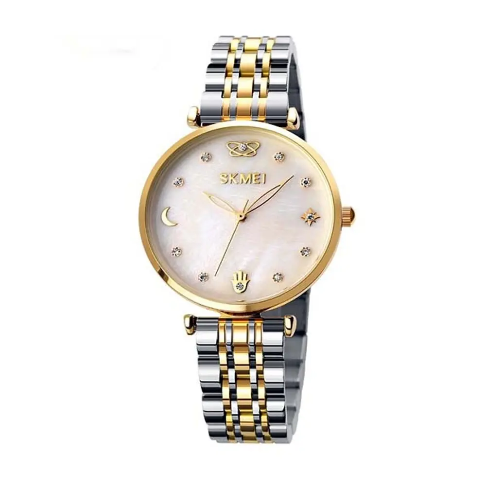 Skmei 1800 Quartz Stainless Steel Women’s Watch – Dial Color: Gold, Strap Color: Gold  – View 1