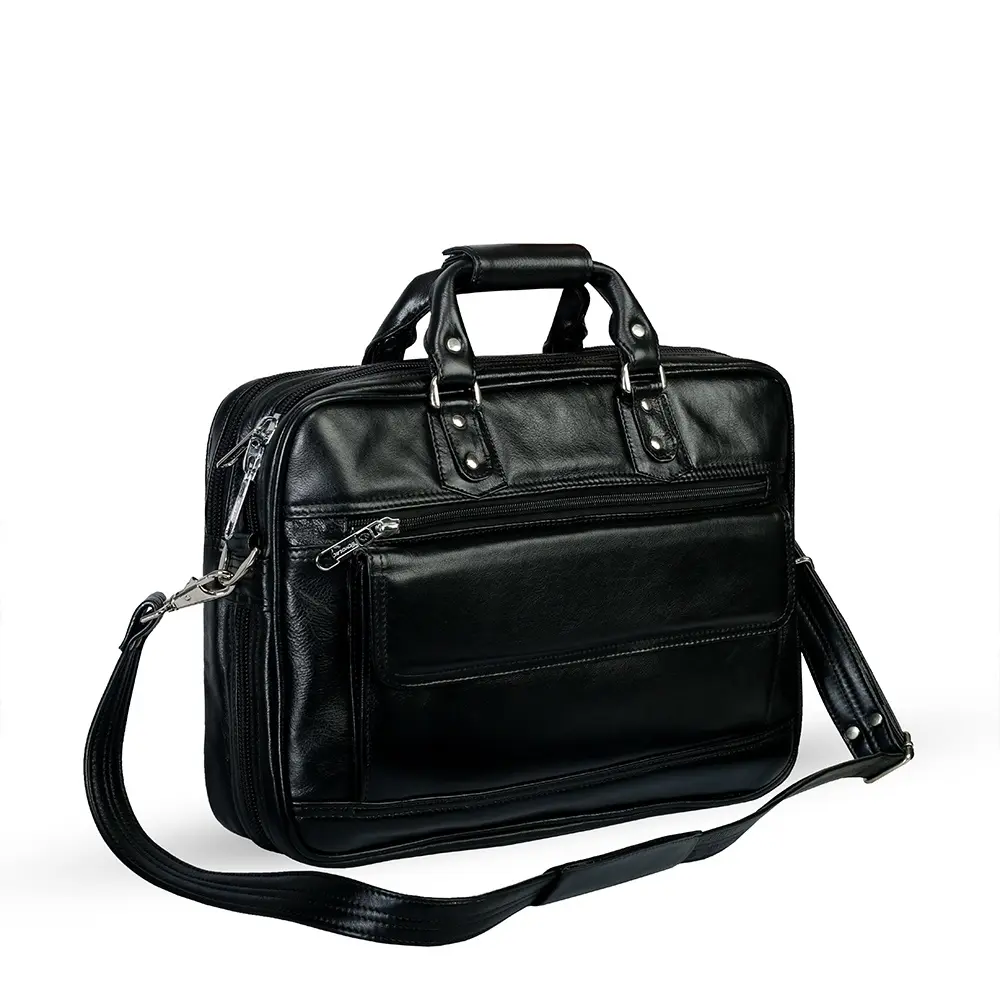 Water Resistant Casual Satchel Office Work Bag – Color: Black – View 1