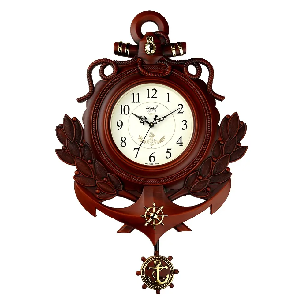 Sonam 6827 SW Quartz Movement Wood Tones Analog Wall Clock – Color: Colonial Maple – View 1