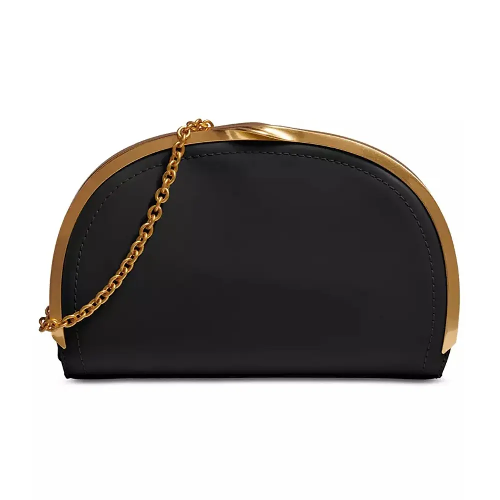 Leather Strap Gold-tone Hardware Magnetic Closure Clutch – View 1