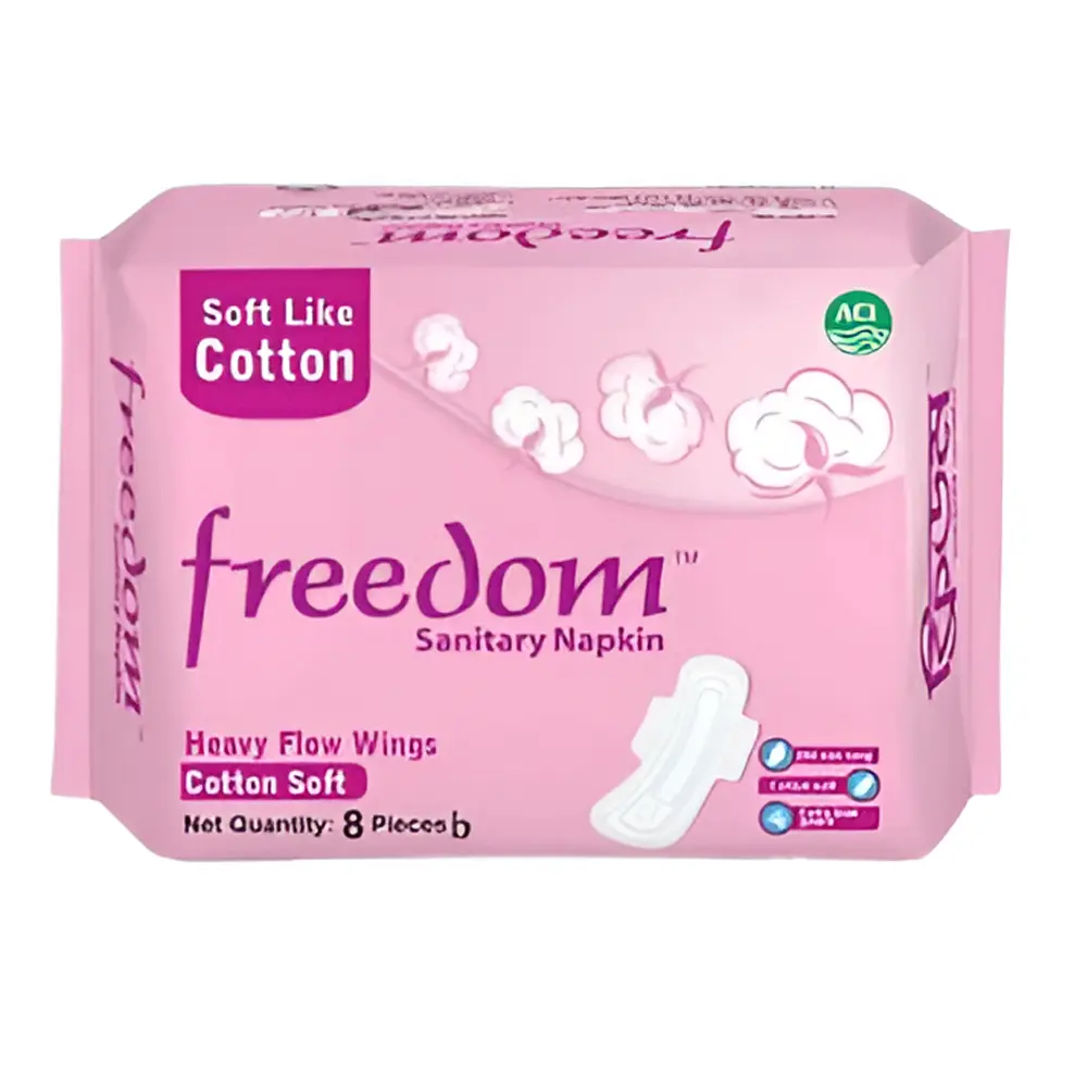 Freedom Heavy Flow Cotton Sanitary Napkin with LeakLock Technology – View 1