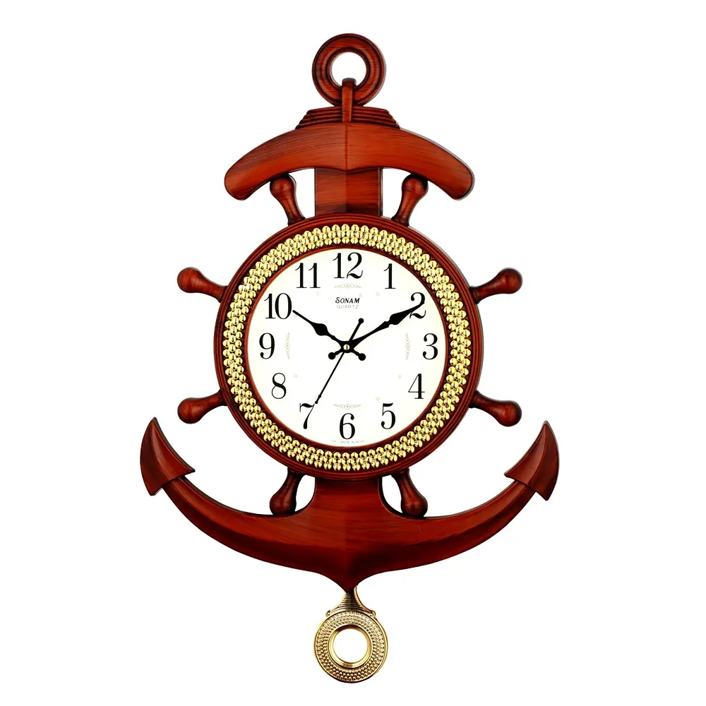 Sonam 6997 Long Lasting Battery Pendulum Wall Clock – Color: Colonial Maple – View 1