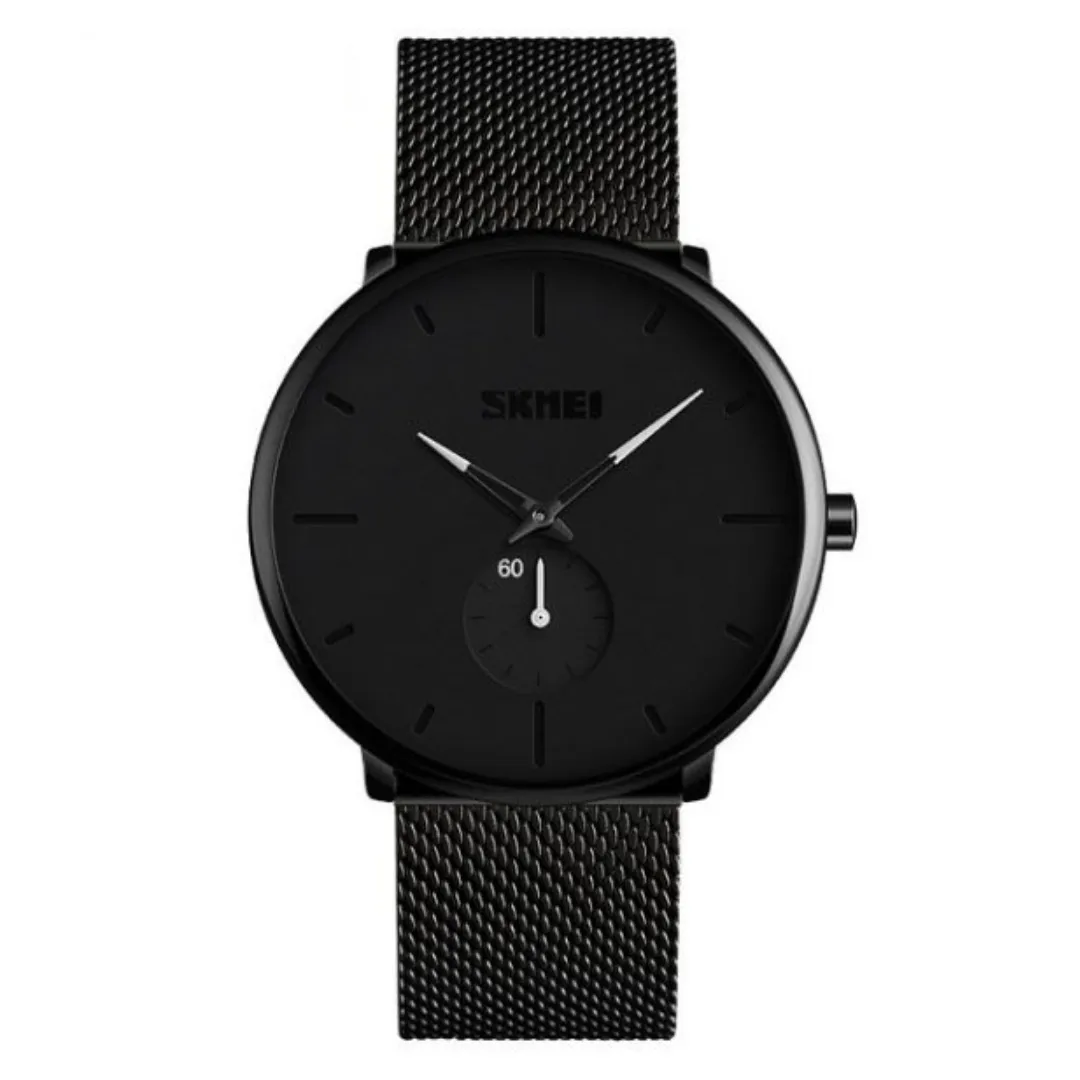SKMEI 9185 Quartz 30M Waterproof  Men's Watch – Dial Color: White, Strap Color: Black – View 1