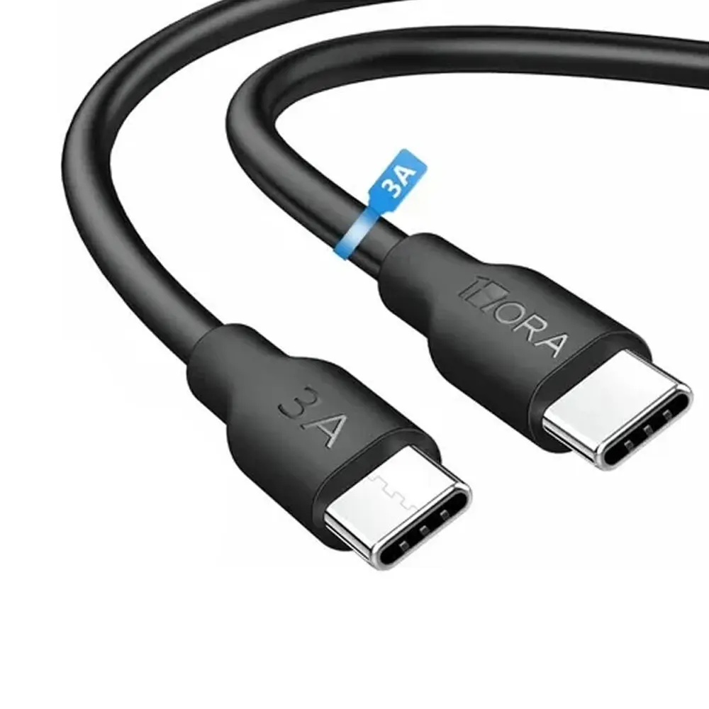 1HORA V8 Series 3A Type-C to Type-C 1m Fast Charging & Data Sync Cable – Color: Black – View 1