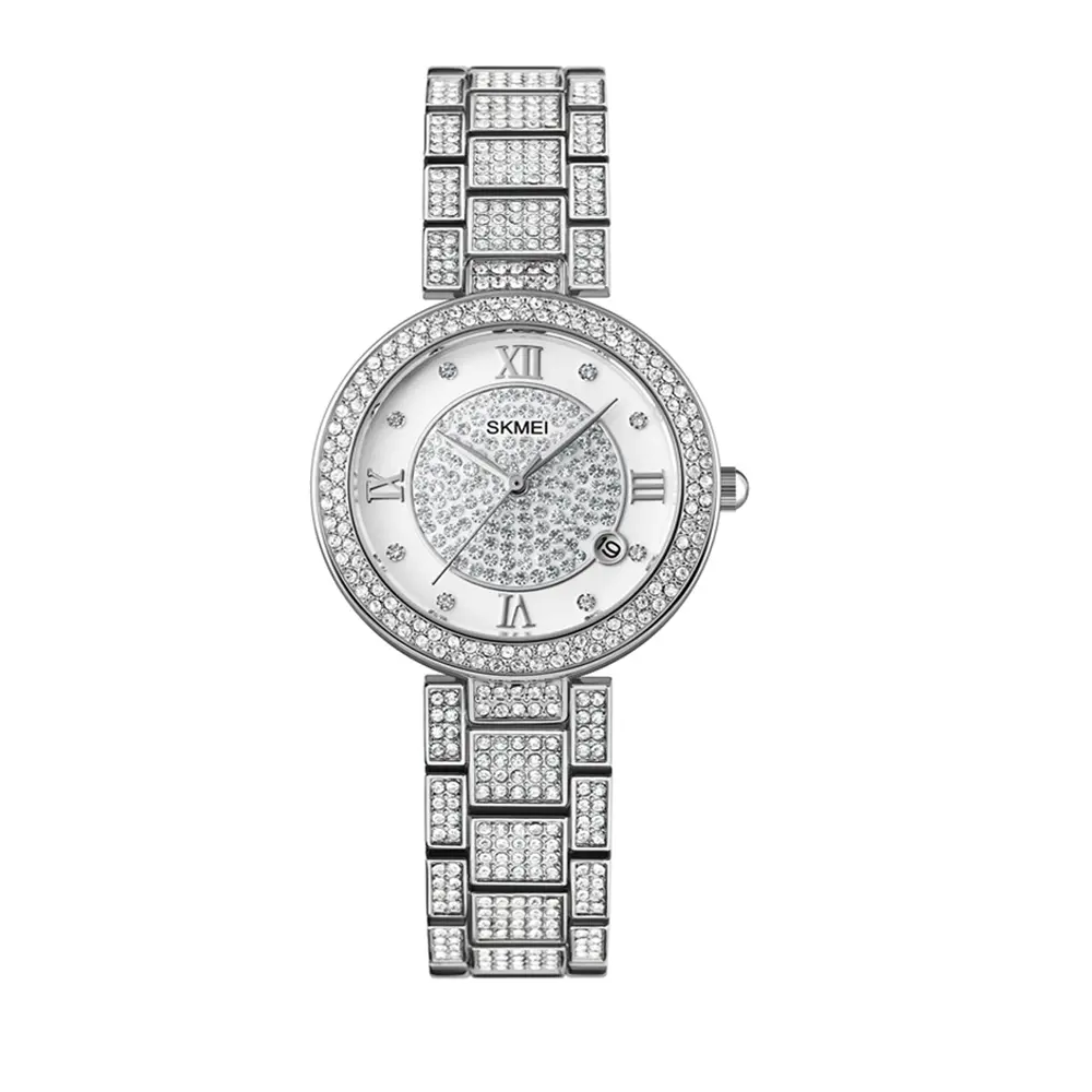 SKMEI 1739 Stainless Steel Analog Watch For Women – Dial Color: Silver, Strap Color: Silver – View 1