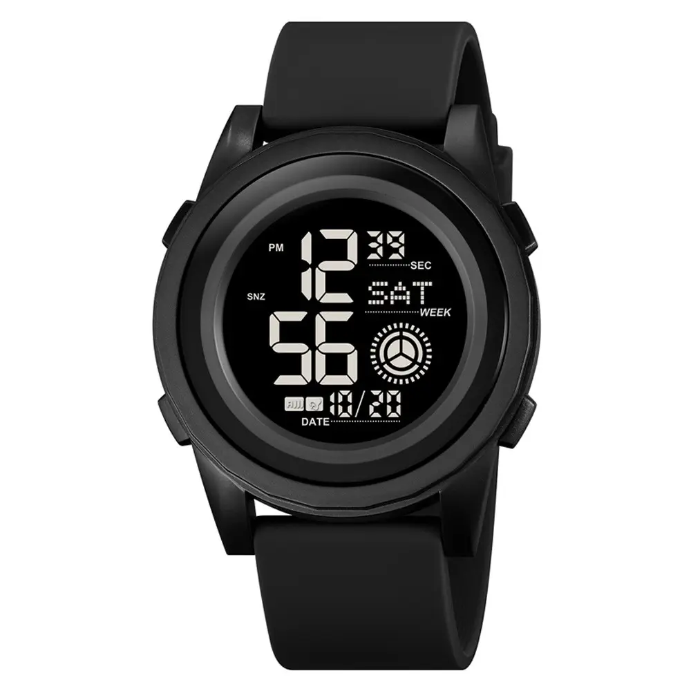 SKMEI 2082 High Quality Silicon Strap Sporty Men's Watch – Dial Color: Black, Strap Color: Black – View 1