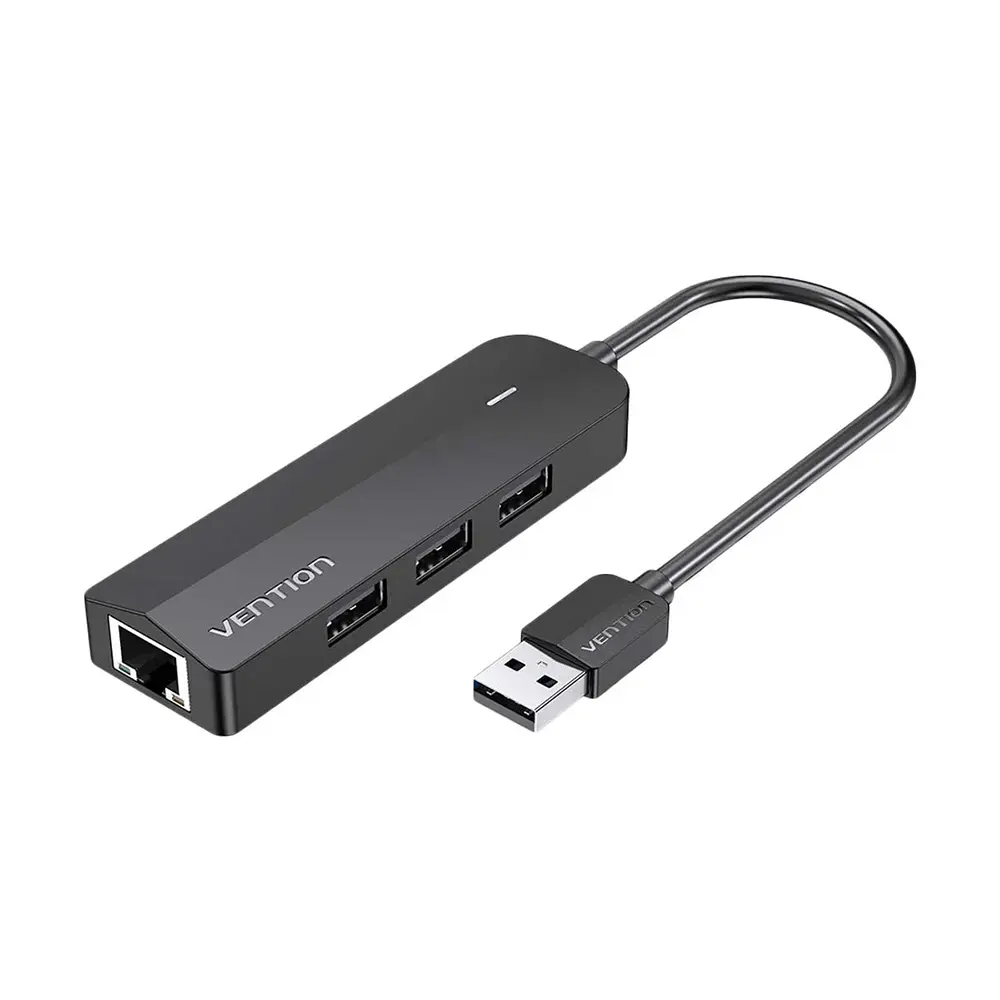 Vention CHPBB 3-Port USB 2.0 Hub with 100M Ethernet Lan Adapter – View 1