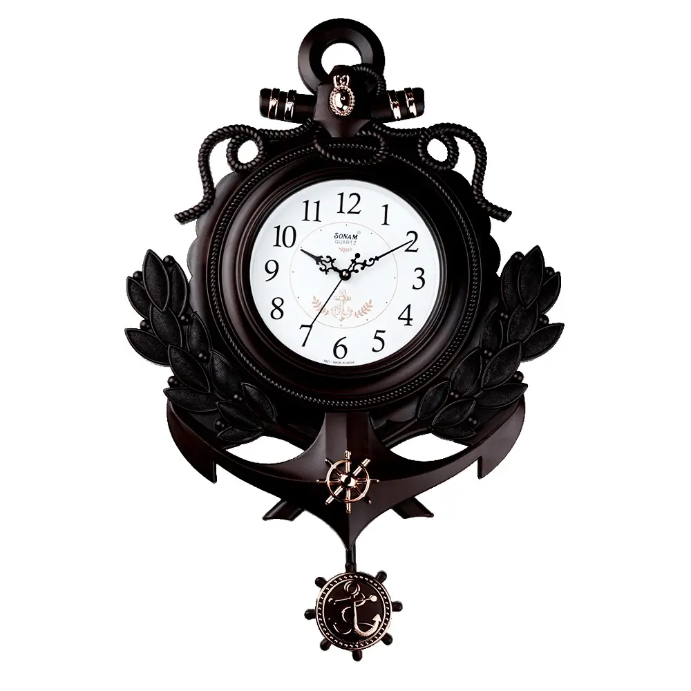 Sonam 6827 SW Quartz Movement Wood Tones Analog Wall Clock – Color: Brown – View 1