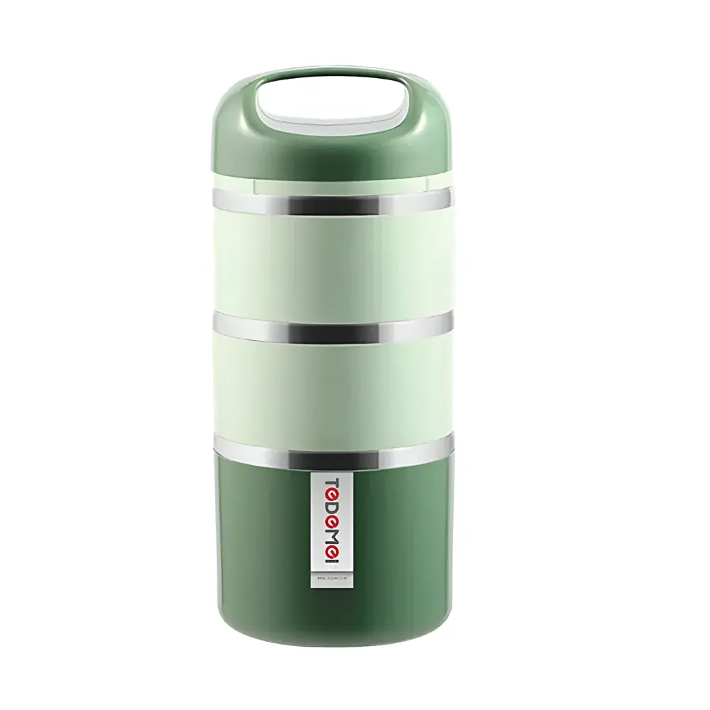 Tedemei Stainless Steel 3-Layer Food Container Lunch Box – Color: Green – View 1