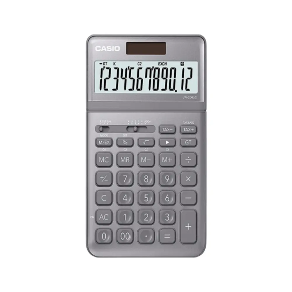 Casio JW-200SC-GY 12 digits Compact Desk Type Desktop Calculator – View 1