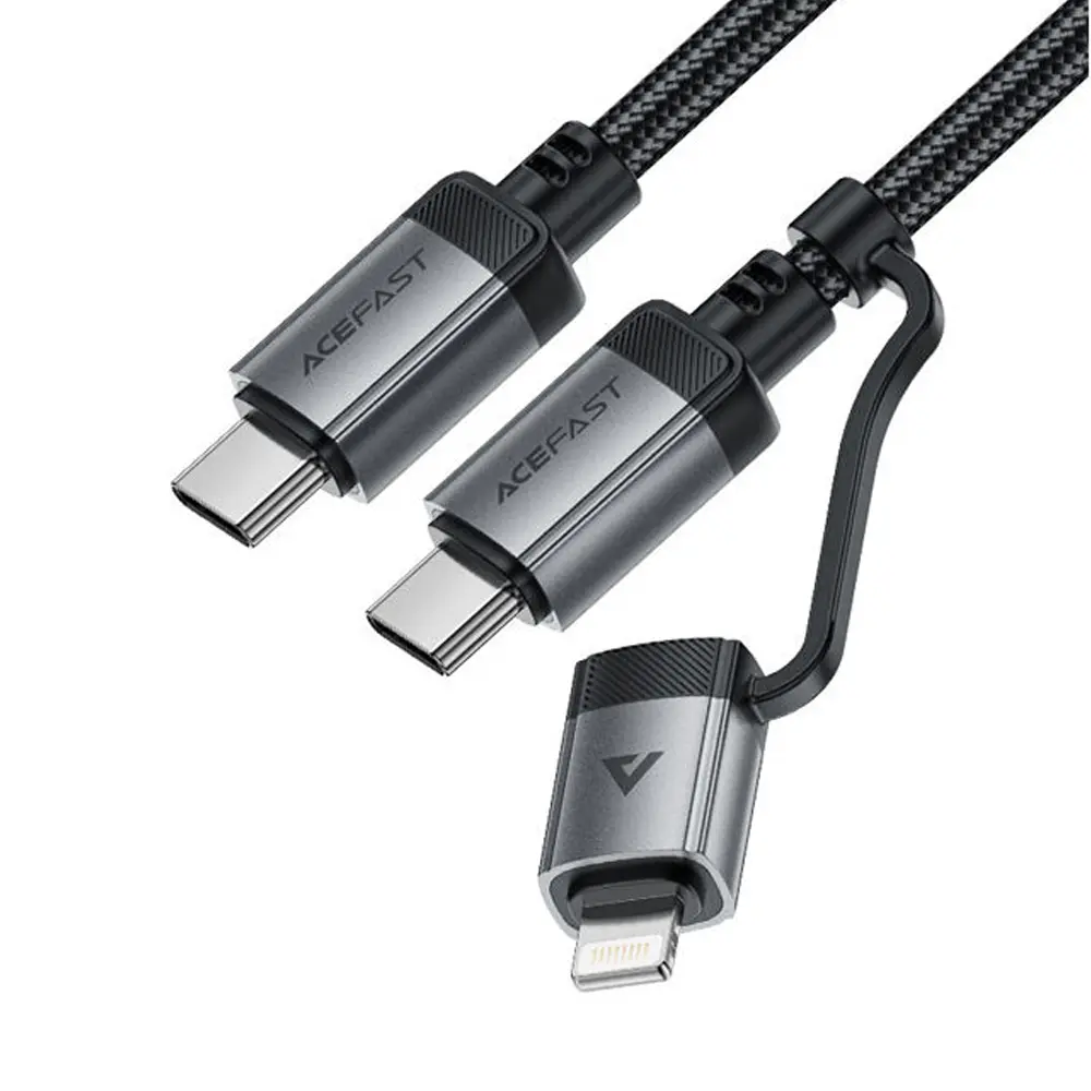 ACEFAST C20-01 2-in-1 USB-C to Lightning & USB-C 60W Fast Charging Cable – View 1