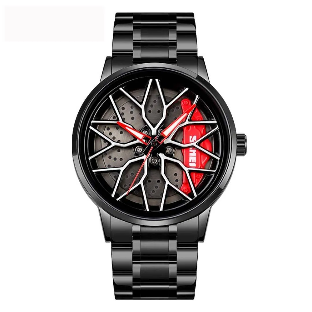 SKMEI NF1990 Model-D Rolling Dial Men's Watch – Dial Color: Red, Strap Color: Black – View 1