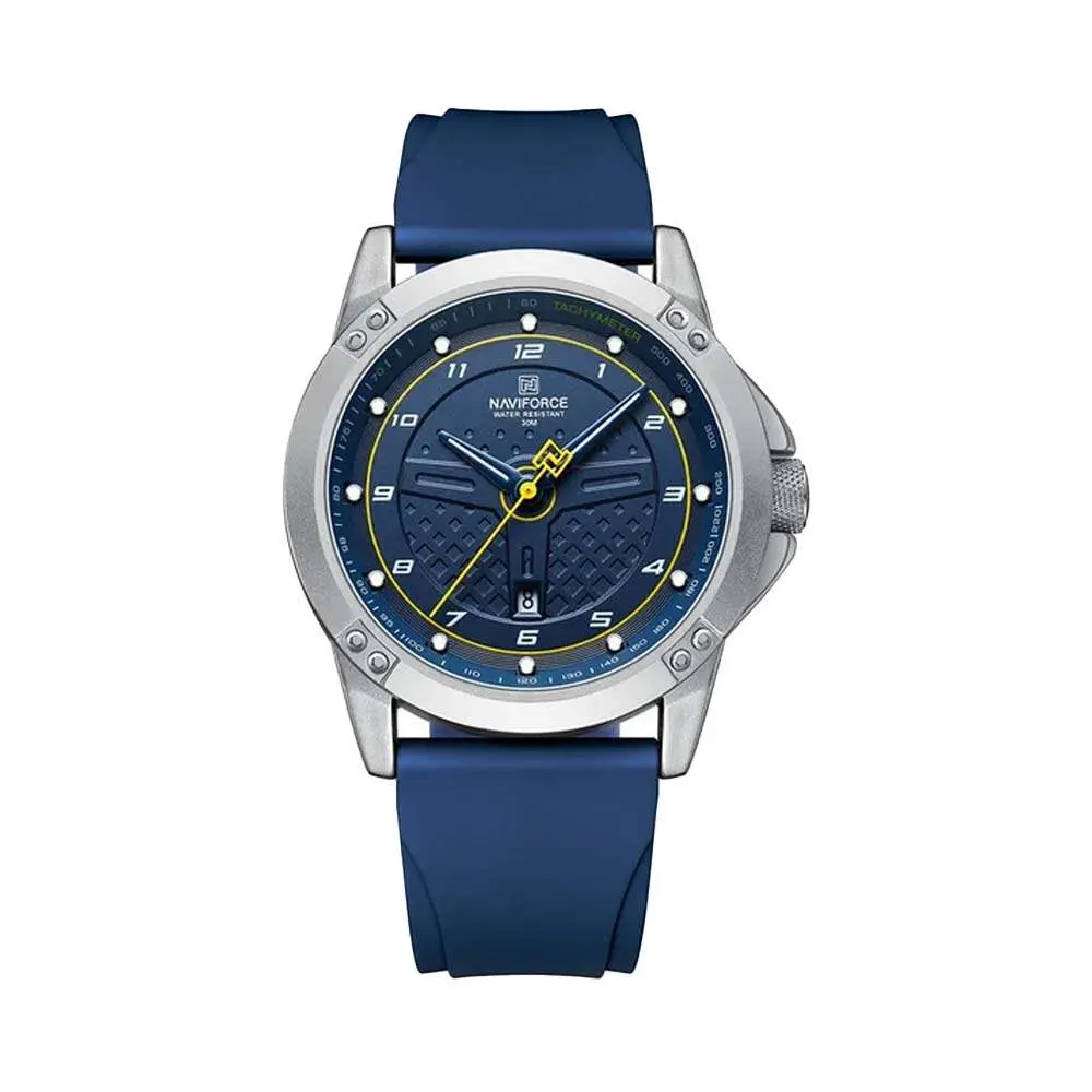 Naviforce NF8031 Lightweight Comfortable Silicone Band Simple Sports Men's Watch – Dial Color: Blue, Strap Color: Blue – View 1