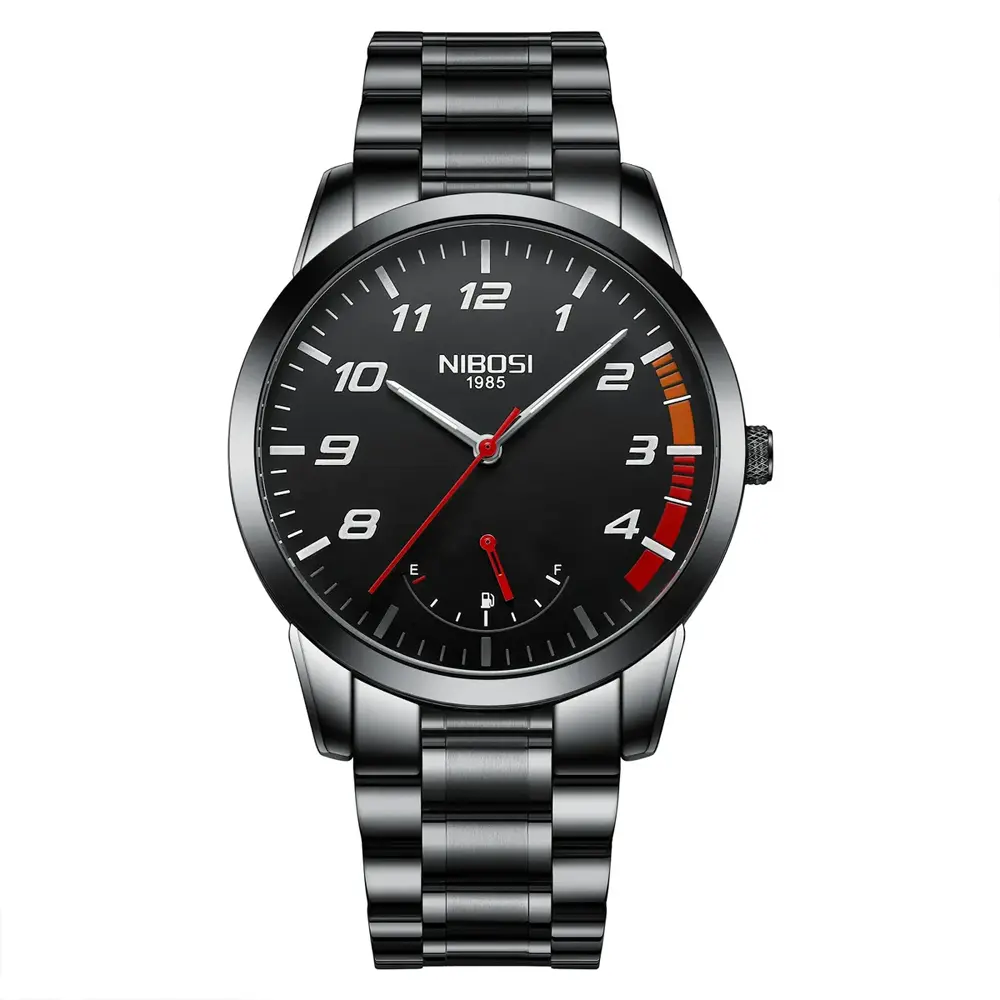 nibosi 2528 Luxury Stainless Steel Analog Men's Watch – Dial Color: Black, Strap Color: Black – View 1