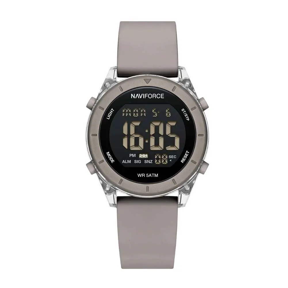 Naviforce NF7108 Silicone Strap Multi-Functional Sport Fashion Digital Women Watch – Dial Color: Black, Strap Color: Sky Blue – View 1