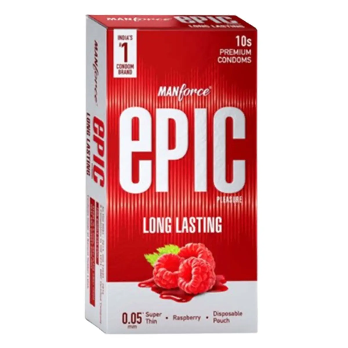 Manforce Epic Raspberry Long Lasting Super Thin 0.05mm Condoms - 10Pcs Pack – View 1