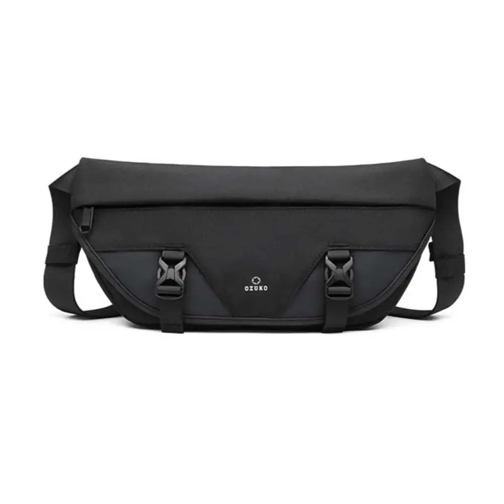 Ozuko 9529 Waterproof New Stylish Designer Waist Bag for Sports & Travel – Color: Black – View 1