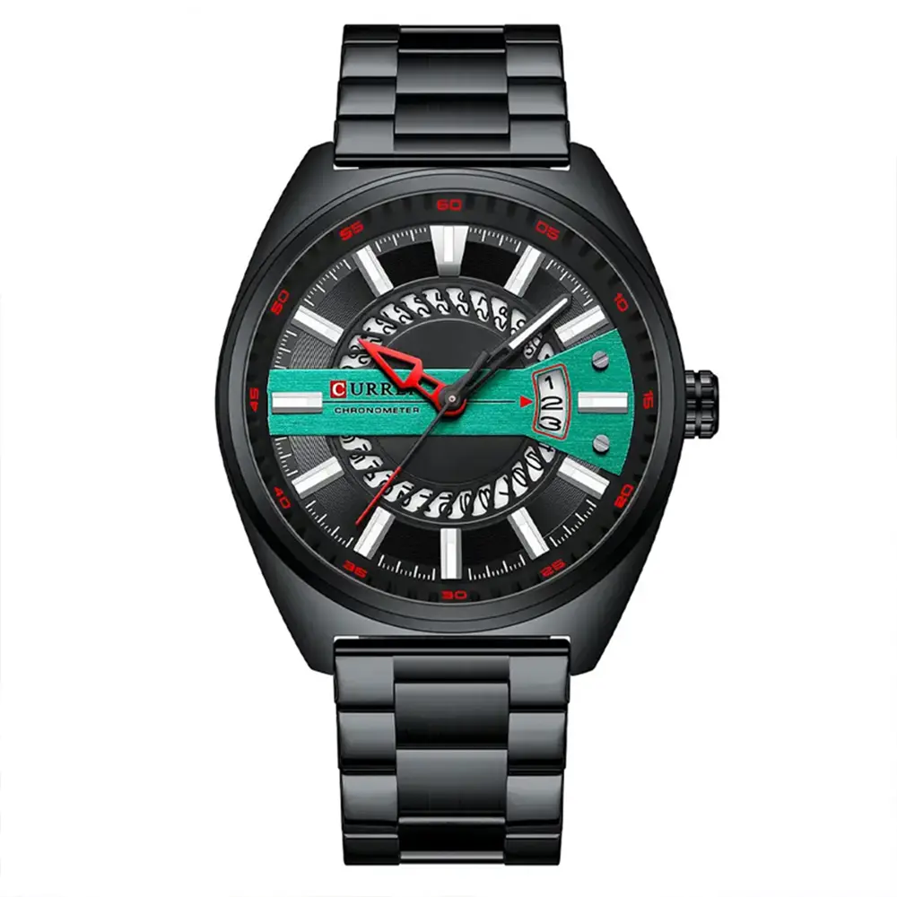 Curren 8403 High-Quality Stainless Steel Fashionable Men's Watch – Dial Color: Black, Strap Color: Black – View 1