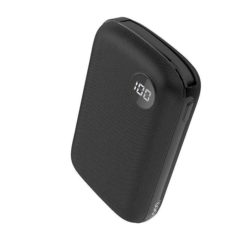 HOCO B38 10000mAh LED Digital Display Built-In Lighting Cable Power Bank – Color: Black – View 1