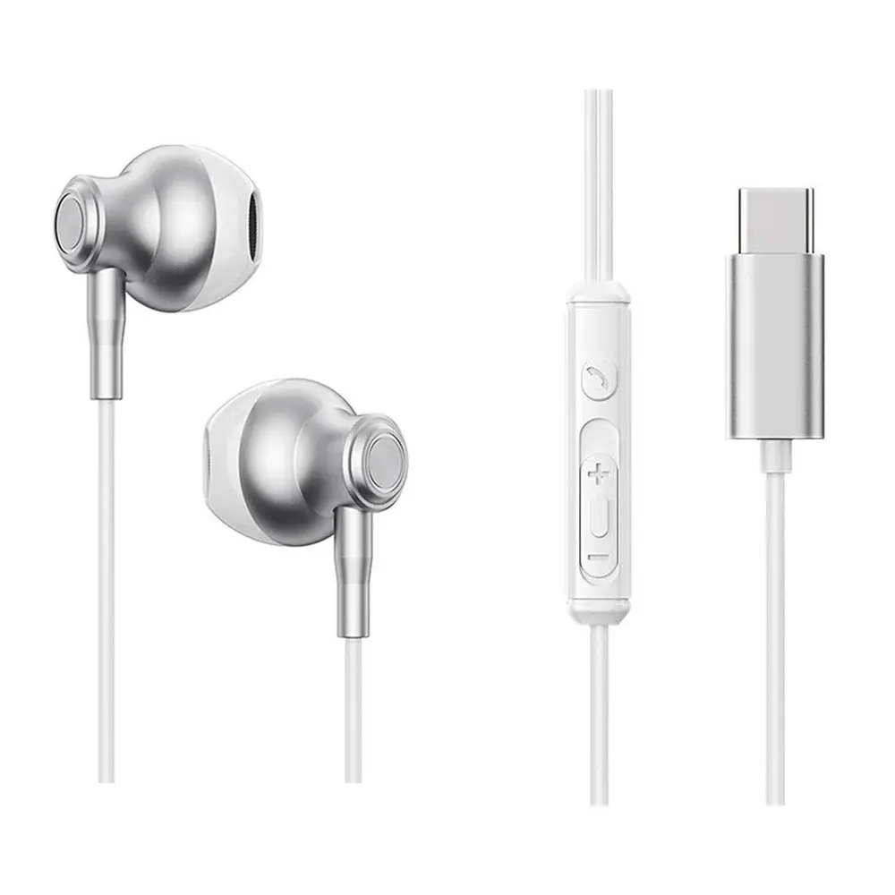 Joyroom JR-EC07 TYPE-C Series Half In-Ear Wired Earphones – Color: White – View 1