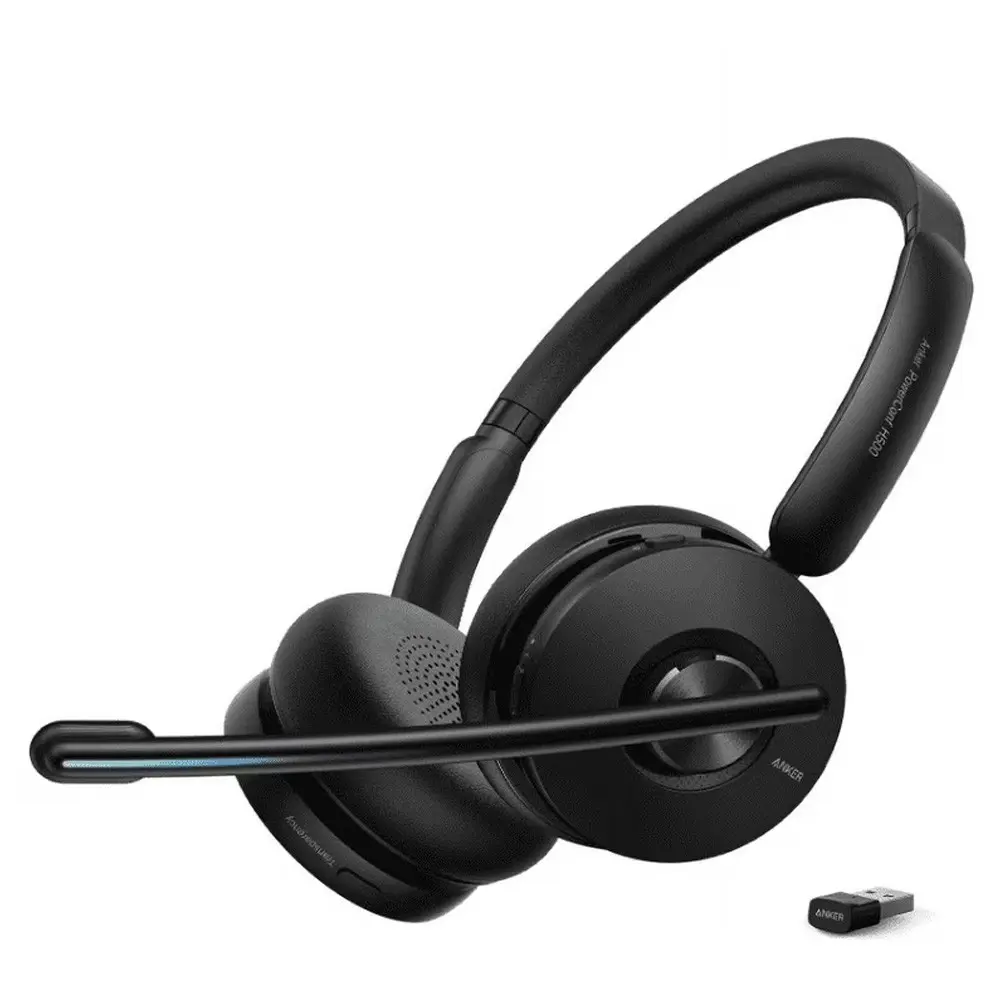 Anker PowerConf H500 Bluetooth Dual-Ear Headphone with Microphone – Color: Black – View 1