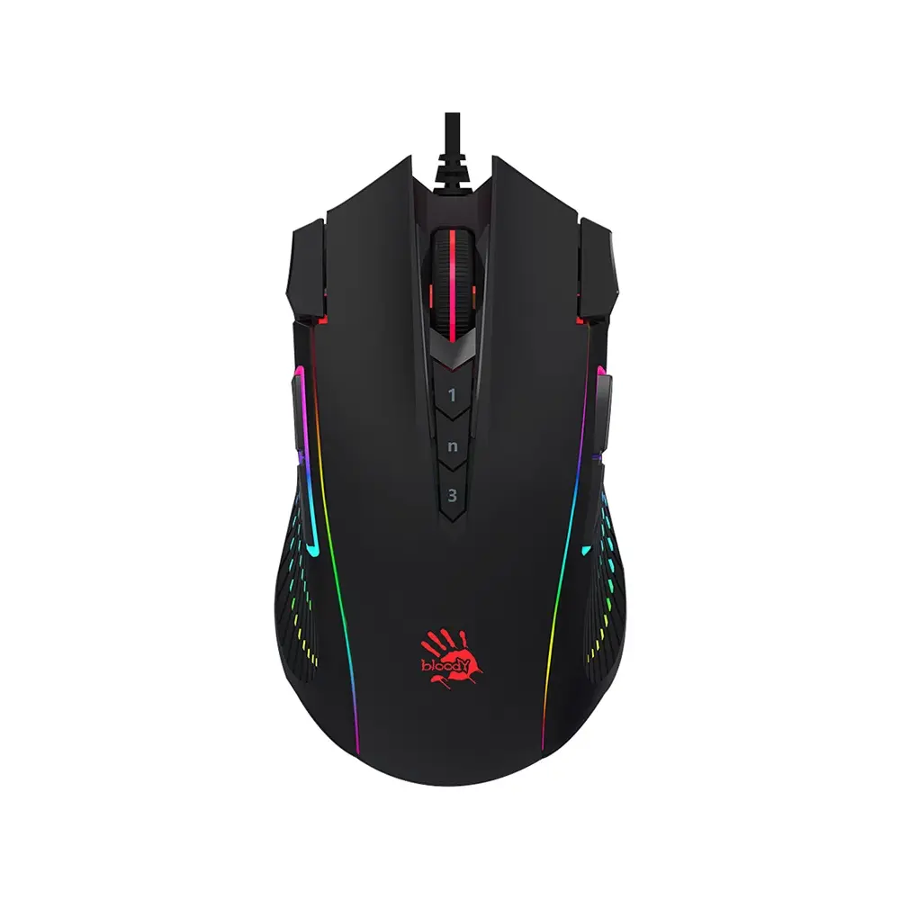 A4TECH Bloody J90S 2 Fire RGB Animation Black Gaming Mouse – View 1