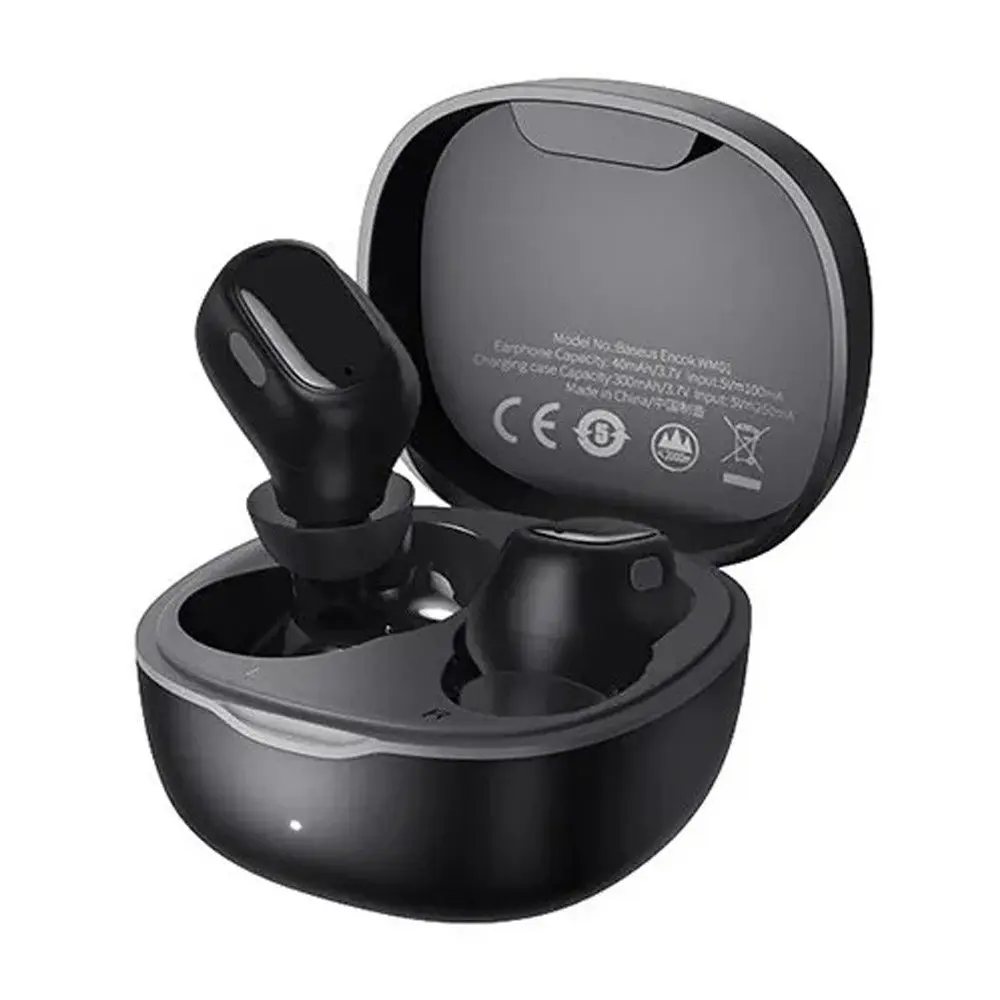 Baseus WM01 Enock True Wireless Bluetooth Earbuds – Color: Black – View 1