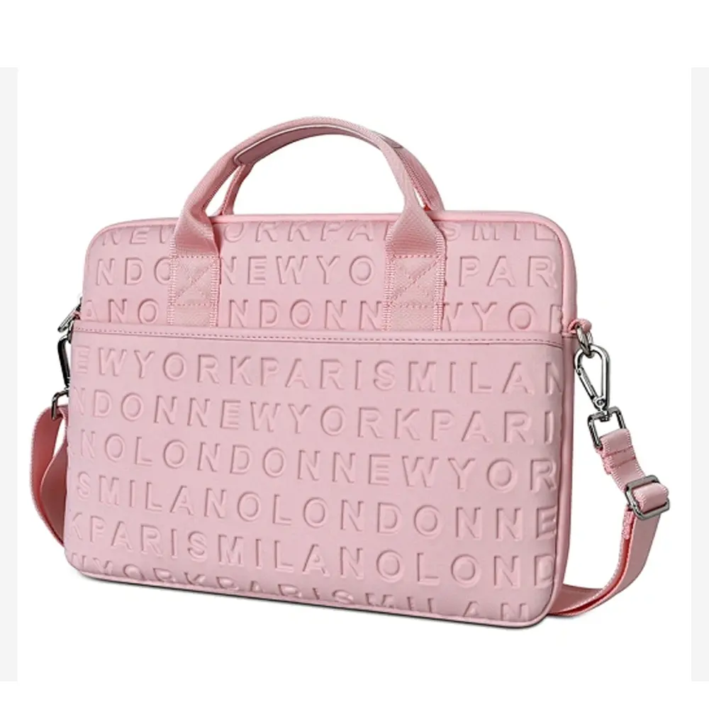 Wiwu Cosmo Slim Case 15.4 inch Multicolor Laptop Bag with Detachable Shoulder Strap – Color: Pink – View 1