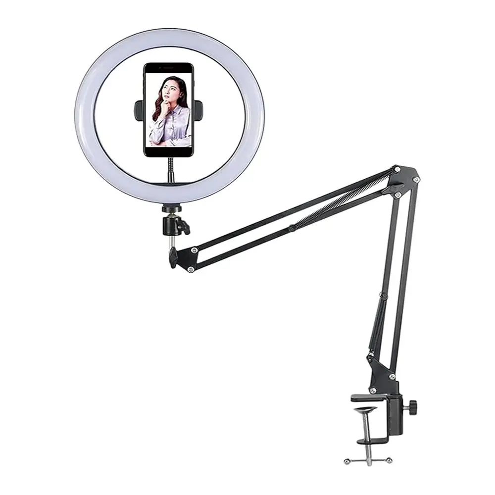Overhead Video Stand with 10 inch Ring Light and Phone Mount for Drawing – View 1
