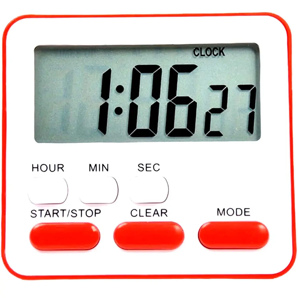 Kitchen Clock English 24-hour Electronic Timer LCD Digital Reminder Table Clock – Color: Red – View 1