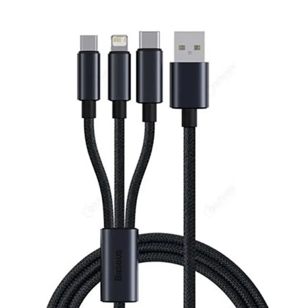 Baseus Minimalist 3-in-1 Fast Charging 1.2m USB to Type-C Lightning & Micro USB Cable – View 1