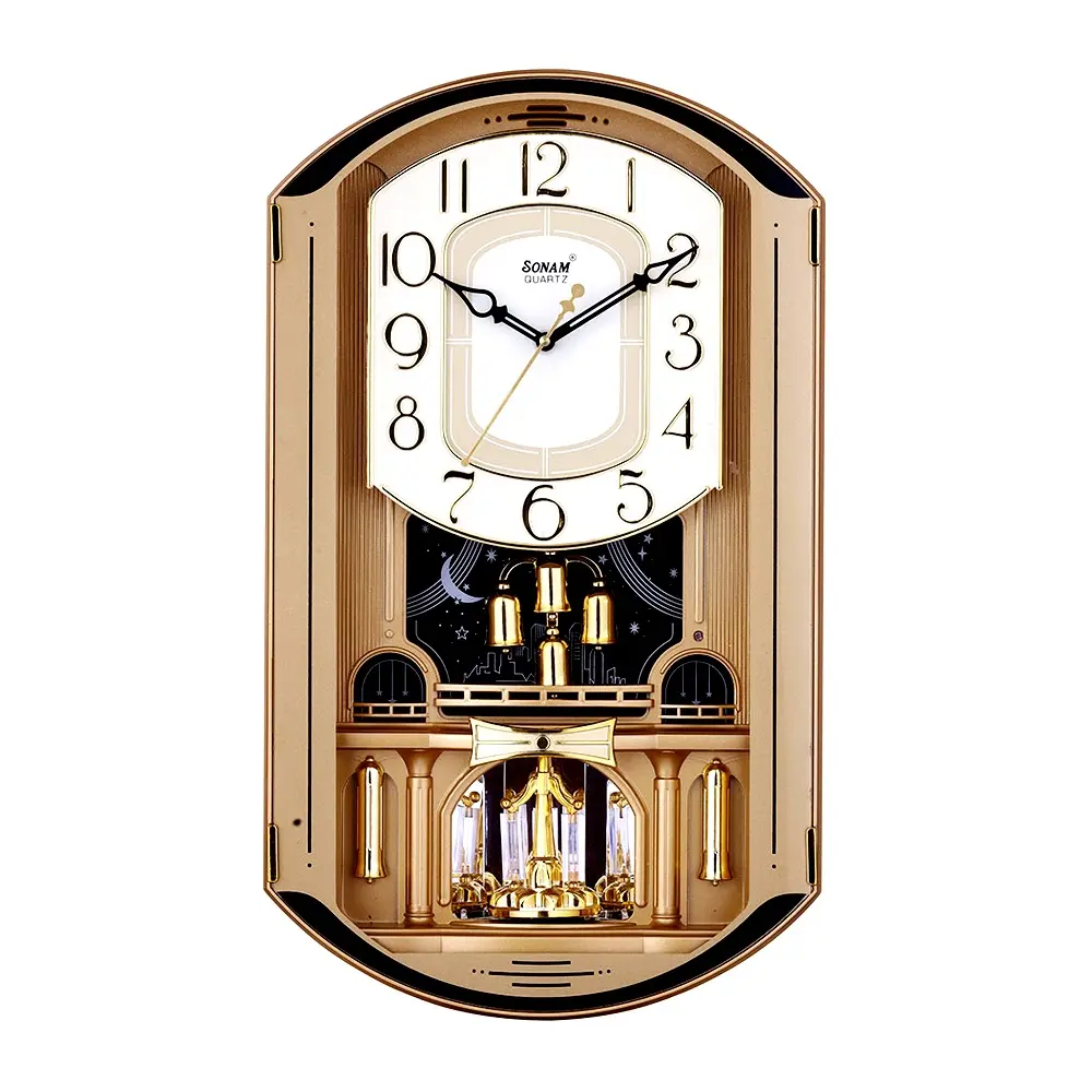 Sonam 7747 SST Accurate Timekeeping Multicolor Wall Clock – Color: Gold – View 1