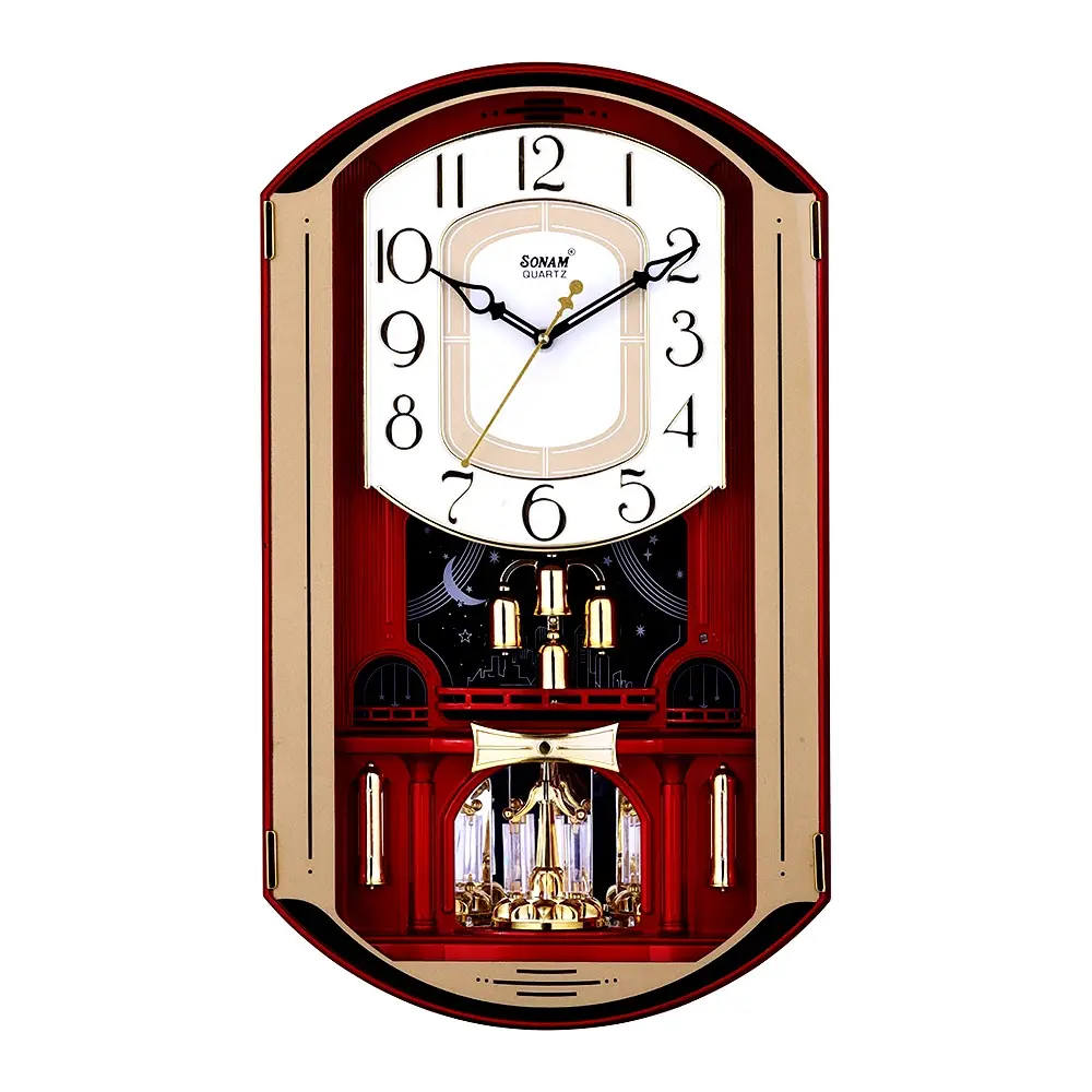 Sonam 7747 SST Accurate Timekeeping Multicolor Wall Clock – Color: Red – View 1