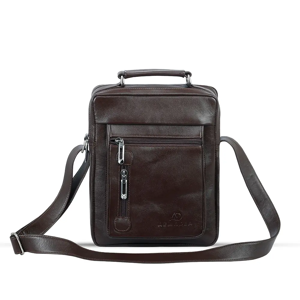 Leather Practical Design with Enough Space Messenger Bag – Color: Brown – View 1