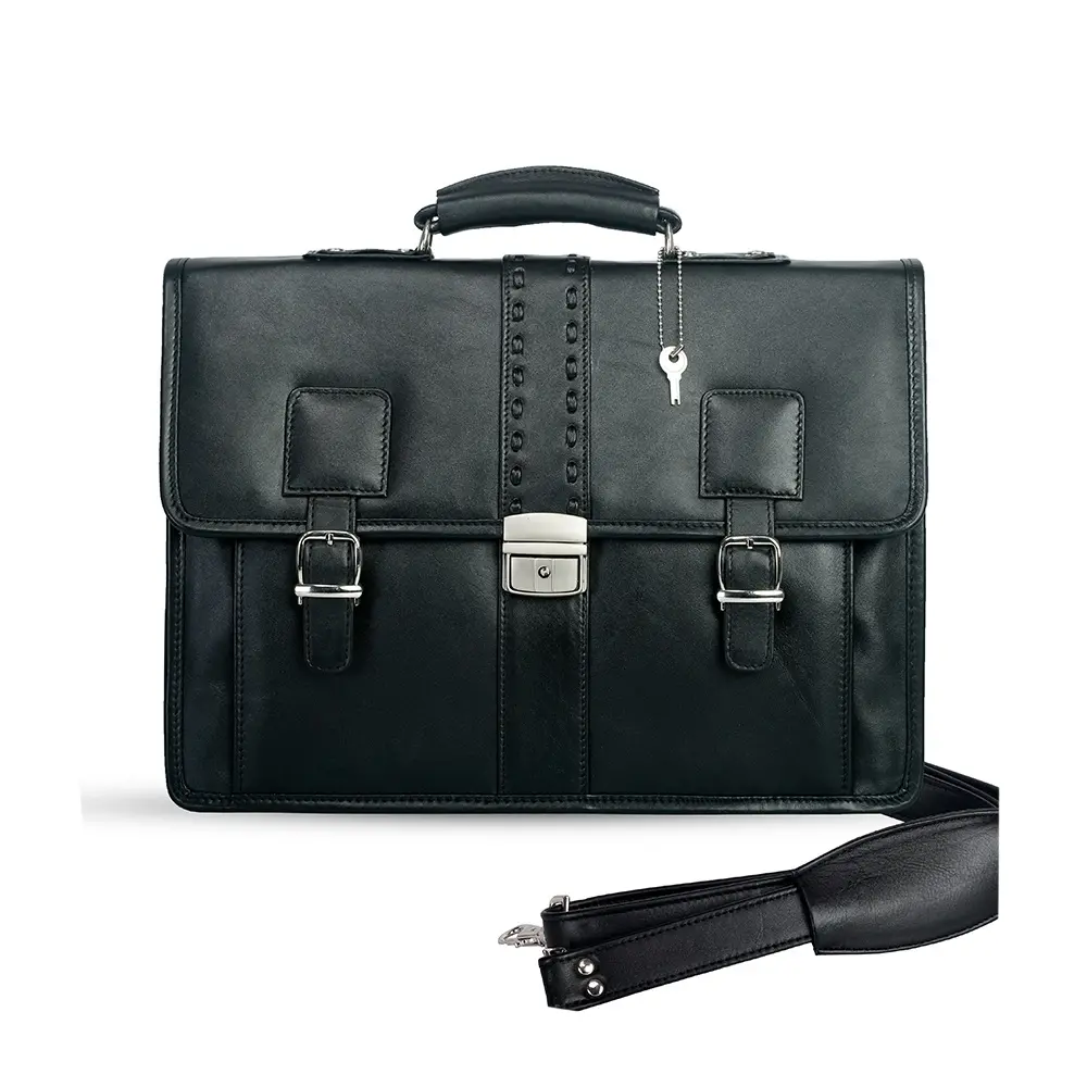 New Official Bag with 100% Genuine Leather Office Bag – Color: Black – View 1