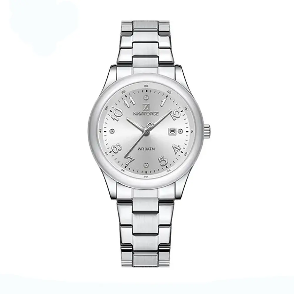 NAVIFORCE NF5059 Japanese Quartz Movement Women’s Elegant Watch – Dial Color: White, Strap Color: White – View 1