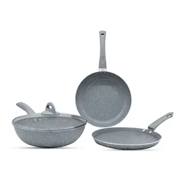 Gazi FE 2201-4C Non-Stick Coating for Easy Cooking and Cleaning Cookware Set Fry pan – Color: Silver – View 1