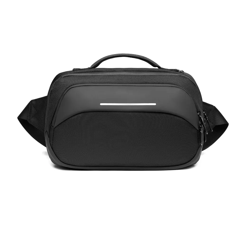 Ozuko 9551 Waterproof Anti-Theft Waist Bag With Sport Fitness Trendy Bag – Color: Black – View 1