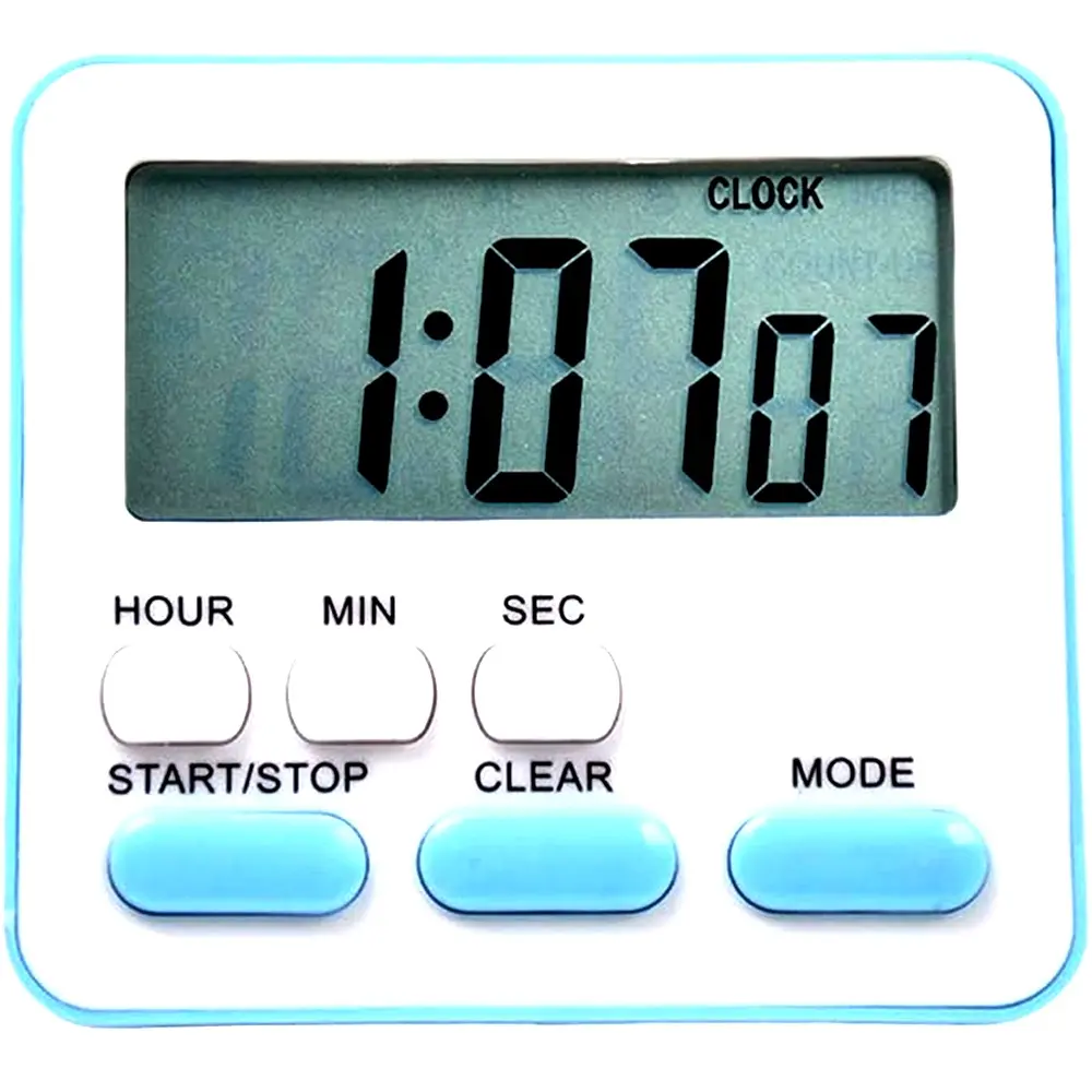 Kitchen Clock English 24-hour Electronic Timer LCD Digital Reminder Table Clock – Color: Blue – View 1
