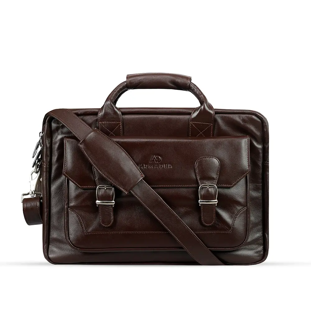 New Official Bag with 100% Genuine Leather Office Bag – Color: Brown – View 1