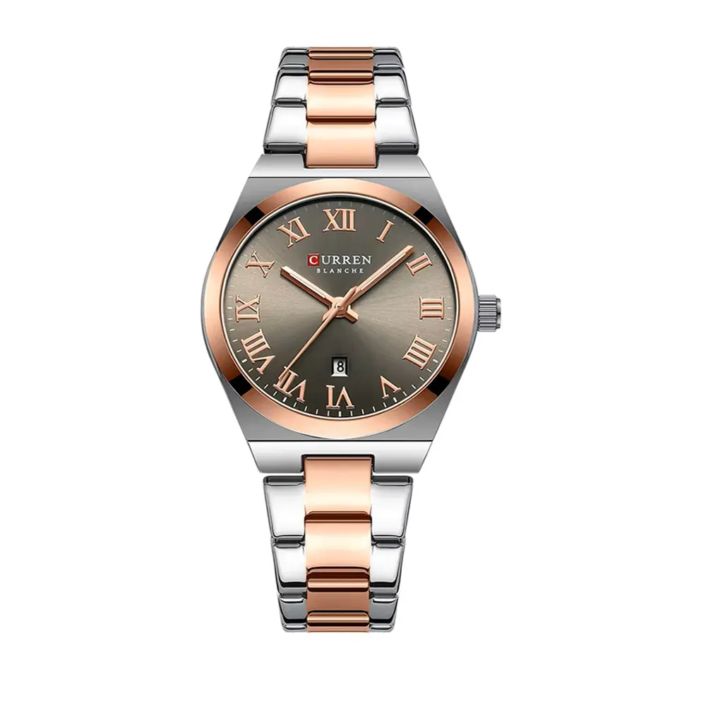 Curren 9095 Dial Quartz Elegant Stainless Steel Waterproof Women Watch – Dial Color: Brown, Strap Color:  Brown  – View 1