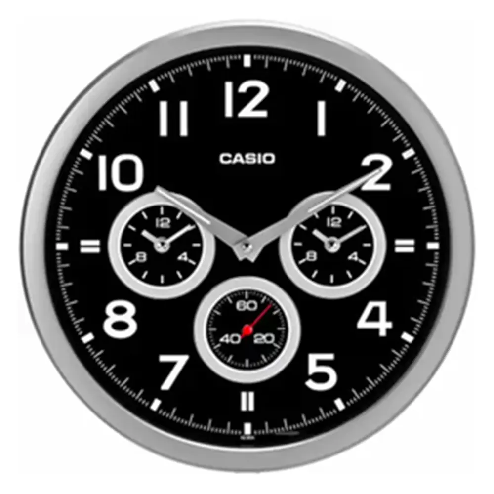 CASIO IQ-90A-8DF Dual-Time Display Silver & Black Wall Clock – View 1