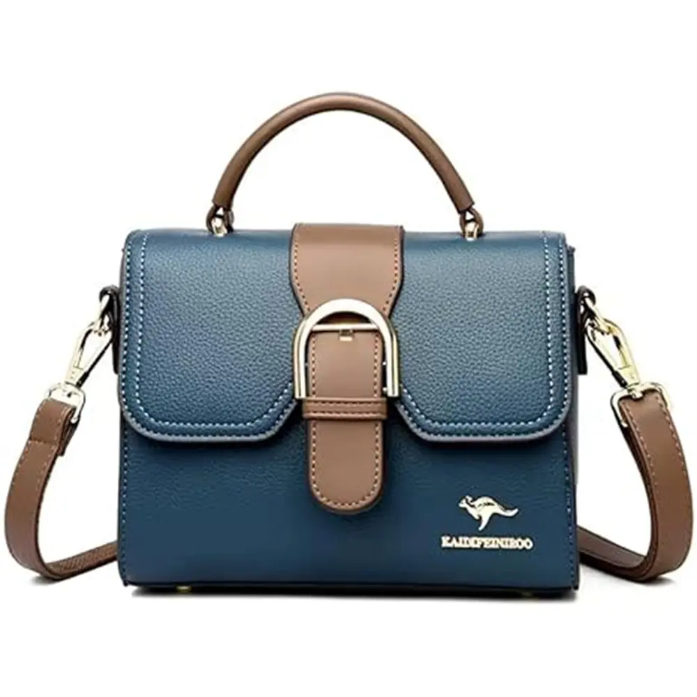 Contrast Luxury & Stylish Design Color Women Shoulder Bag – Color: Blue – View 1