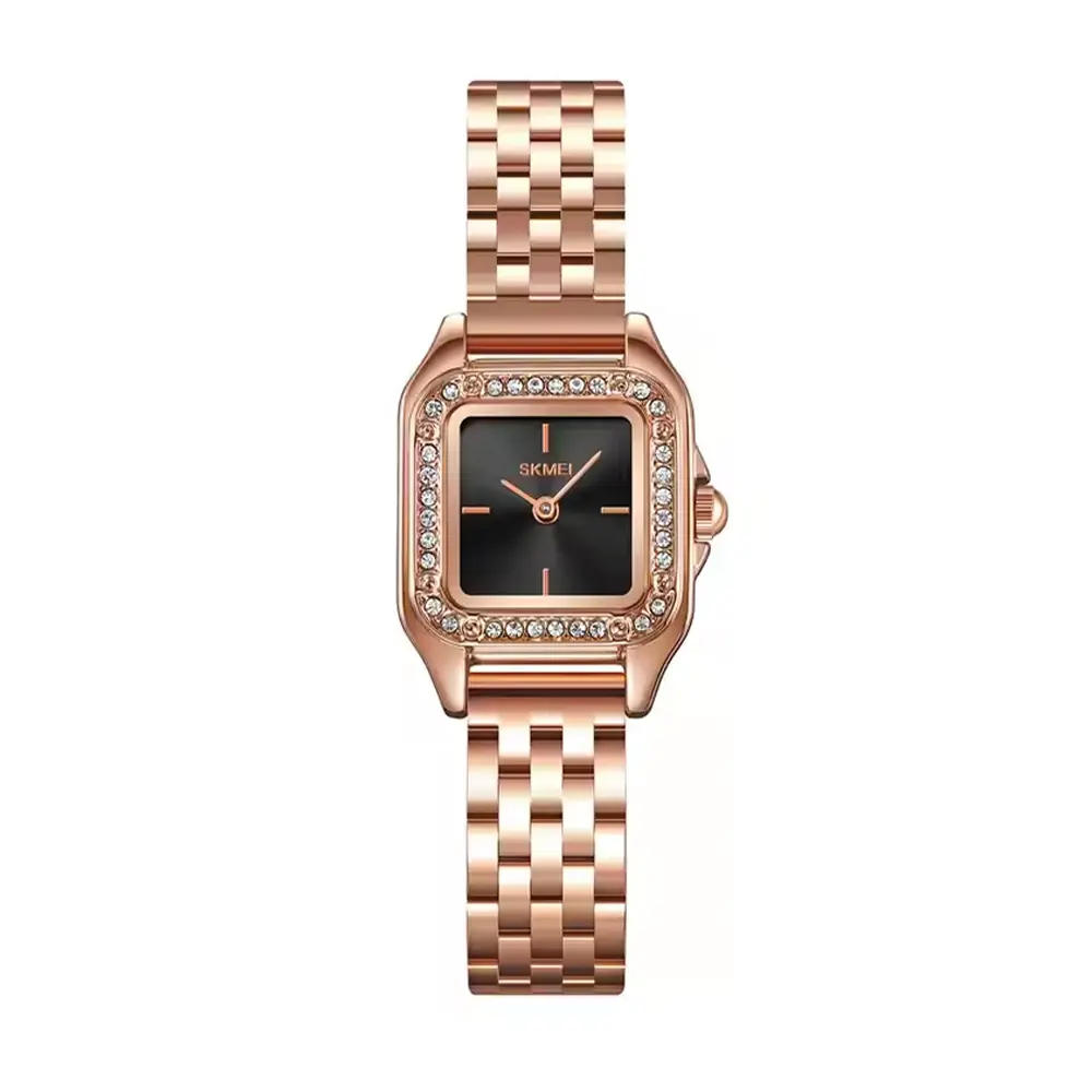 SKMEI 2181 Dial Quartz Elegant Stainless Steel Waterproof Women Watch – Dial Color: Black, Strap Color:  Brown  – View 1