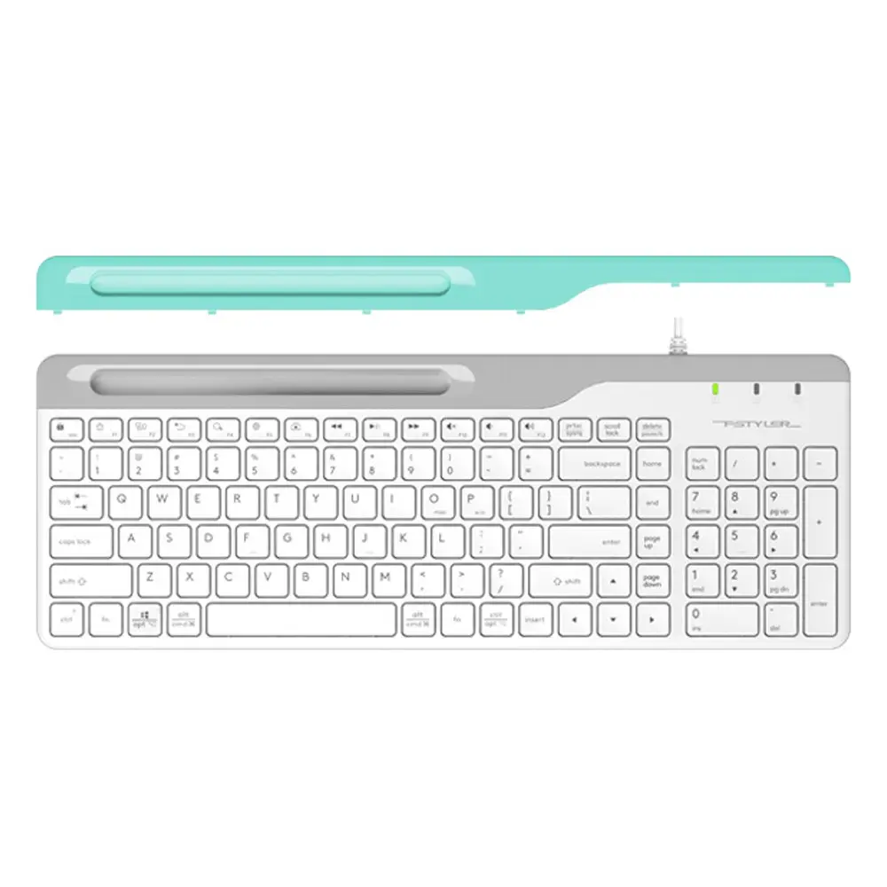 A4TECH FK25 Fstyler Wired Keyboard with Mobile Stand – Color: White – View 1