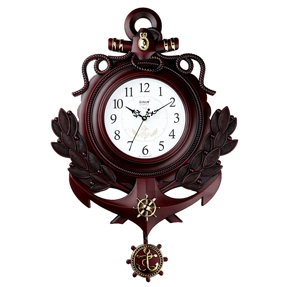 Sonam 6827 SW Quartz Movement Wood Tones Analog Wall Clock – Color: Cherry – View 1
