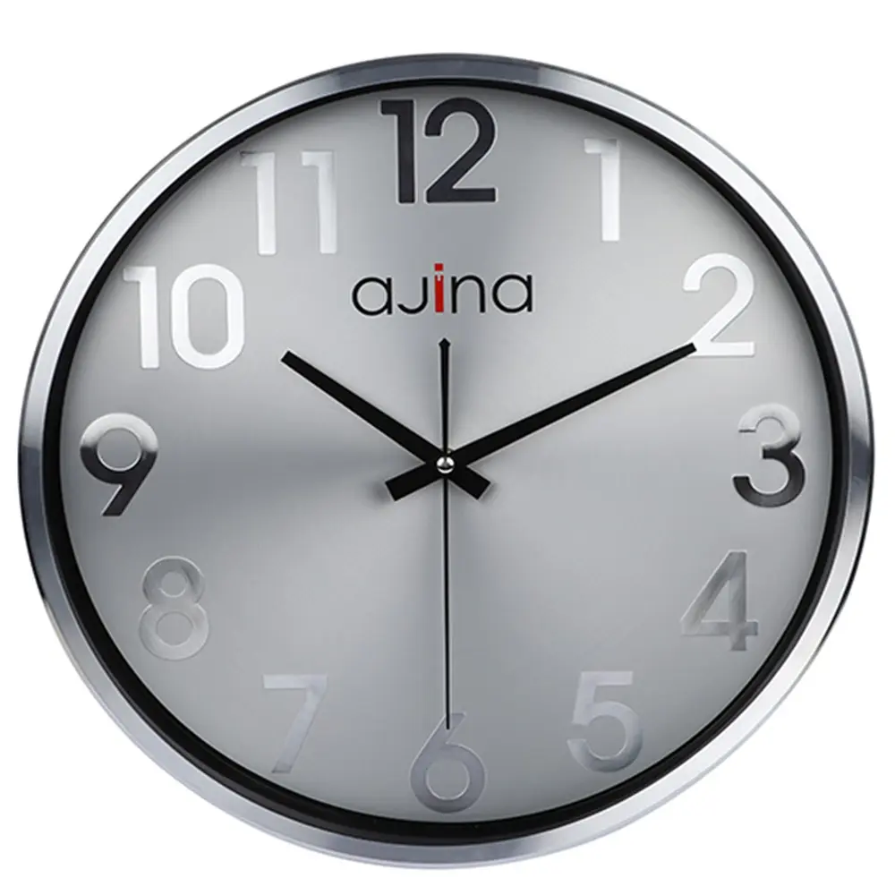 Ajina Deluxe Wall Clock Round W/O Digit Silver – View 1