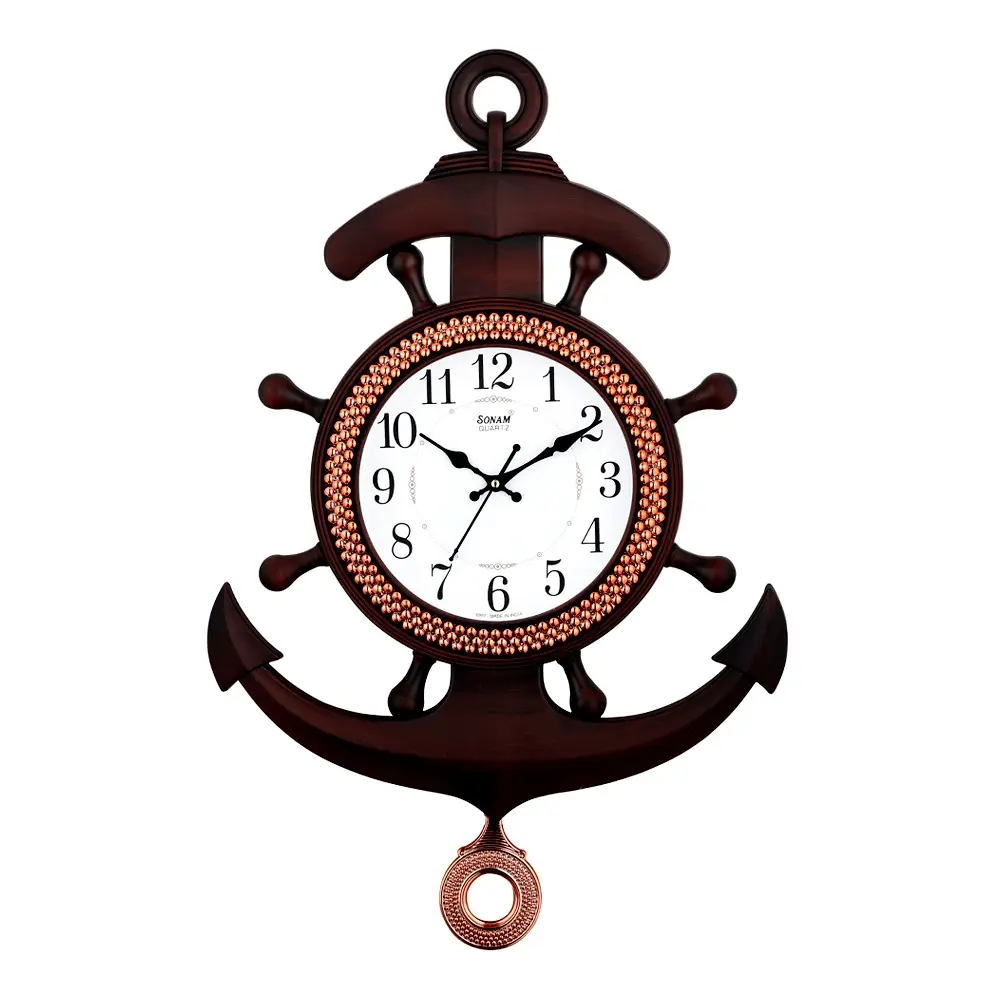 Sonam 6997 Long Lasting Battery Pendulum Wall Clock – Color: Brown – View 1