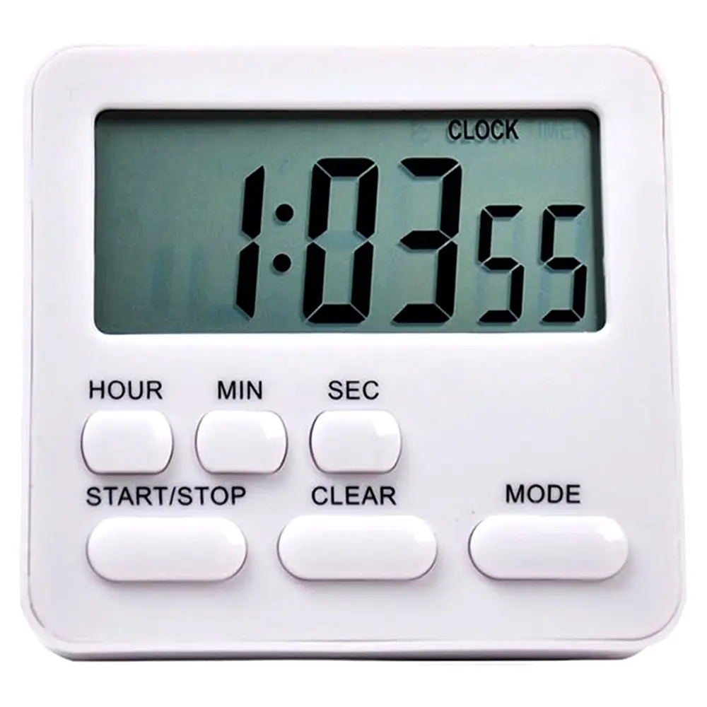 Kitchen Clock English 24-hour Electronic Timer LCD Digital Reminder Table Clock – Color: White – View 1